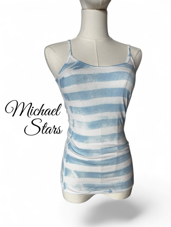 Michael Stars Tops - Michael Stars Ribbed Scoop Neck Tank Top in White/Light Blue Stripe